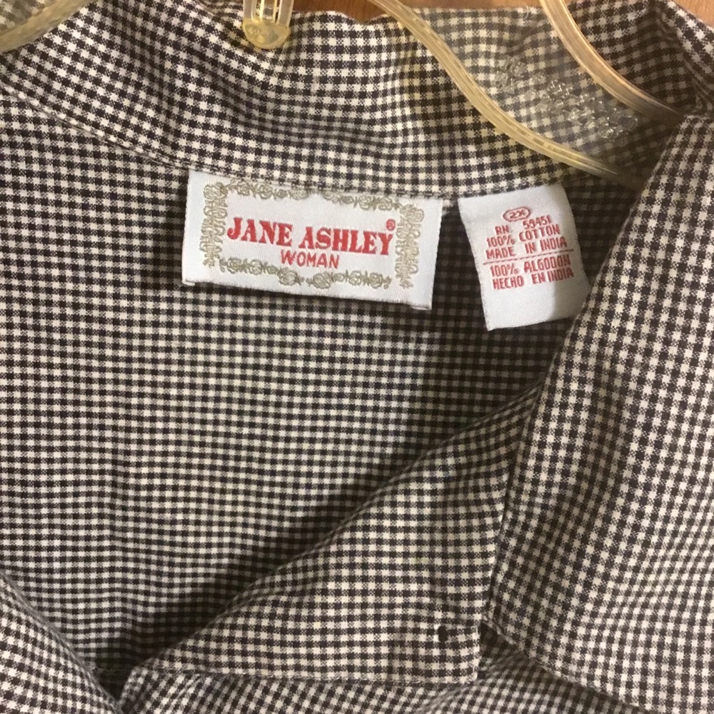 Black White Check Embroidered Gingham Short-Sleeve Shirt 2X - Picture 3 of 5